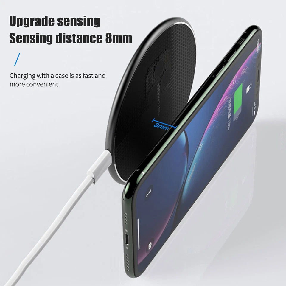 Wireless Fast Charger Charging Pad Dock for Samsung For iPhone Android Phone - Image 4 of 4