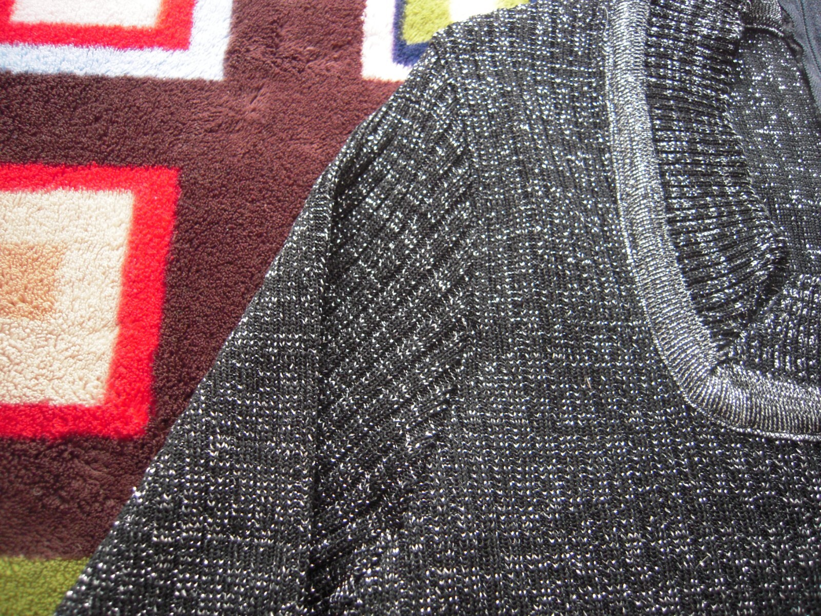 VTG BLACK & GREY POLY BLEND SOLID PATTERN W BACK … - image 4