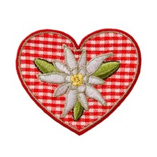 Heart with Edelweiss Edelweiss - Patch Iron On Patch Applique 9228 Costume