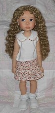WEE 3 AMBER SIZE 12/13 BLONDE LOW SHEEN Long Wavy Curls Curly Bangs B NWT