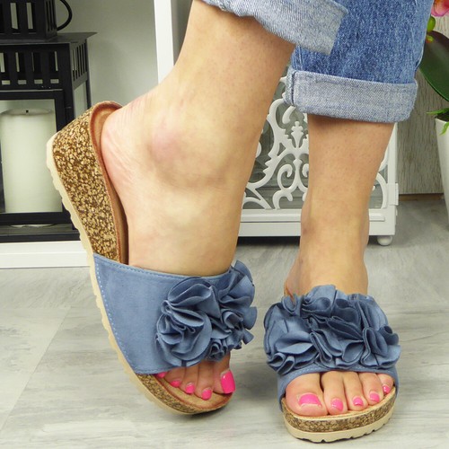 Mules Wedge Shoes Ladies Slip On Sandal Very Comfy Sliders Summer Womens Size - Picture 11 of 41