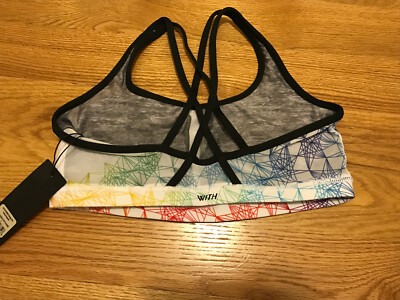 Soutien-gorge De Sport WITH Peloton Pride - Motif Géométrique Prismatique Blanc, Taille Large, Neuf Avec étiquettes
