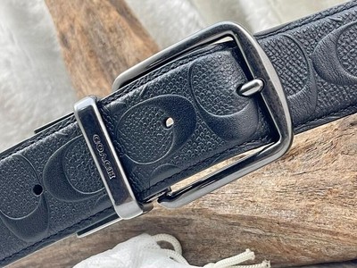 Coach Wide Harness Signature Leather Reversible Belt F55157 38mm  