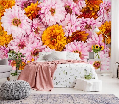 3D Pink Flower S1219 Wallpaper Mural Self-adhesive Removable Sticker Kids Pa