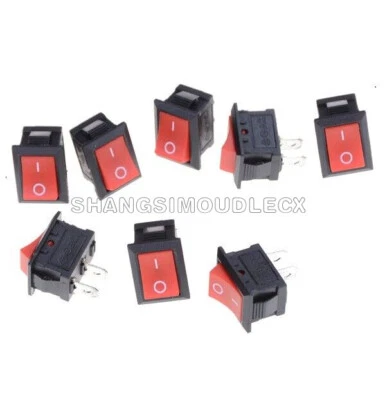 MARKENLOS 5PCS Red Rocker Switch 2 Pin KCD1-101 250V 6A Boatlike Switch KCD1 NEW
