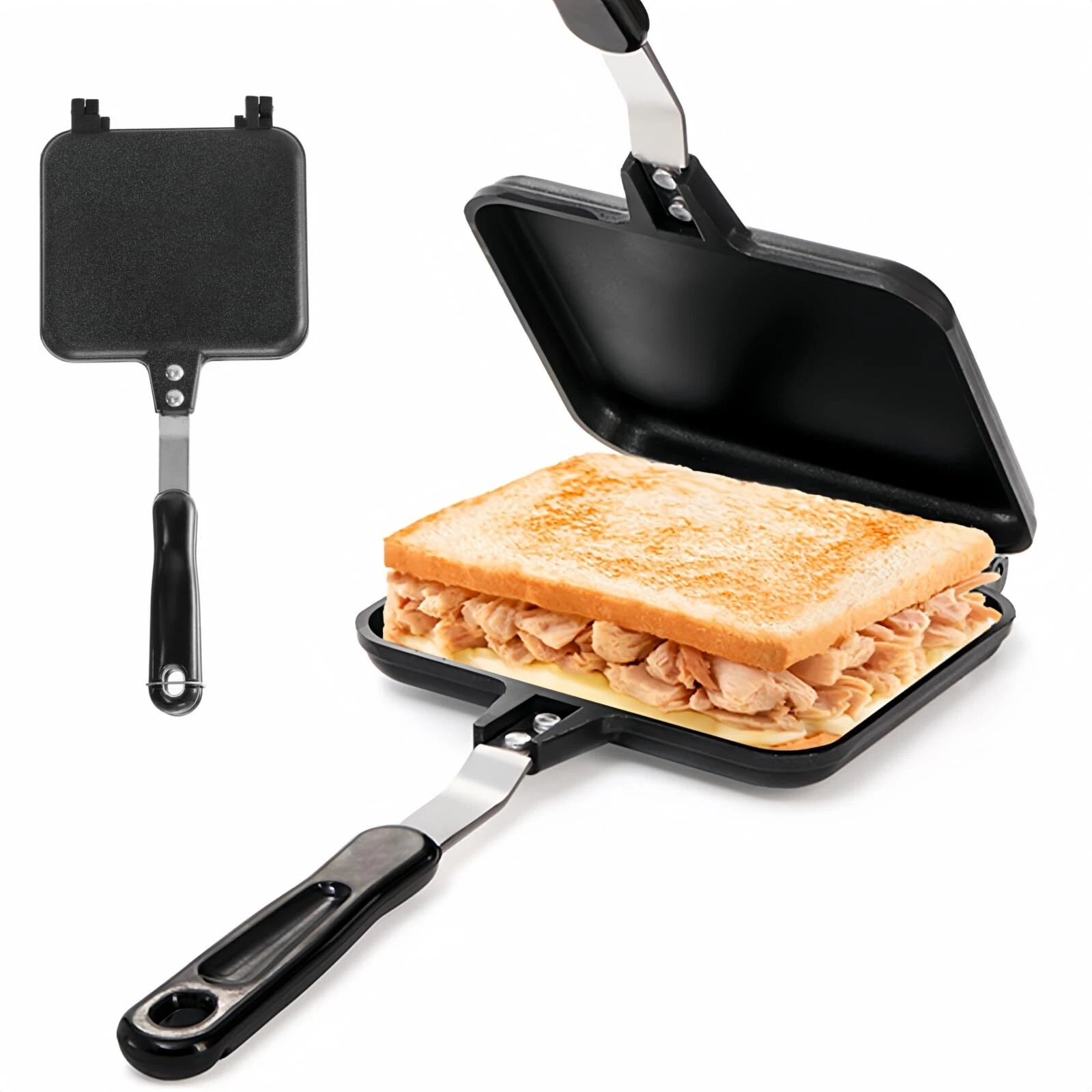 Sandwichera caliente Flip Pan Sandwichera a la parrilla con mango