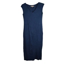 Philosophy Sleeveless V-neck Midi Sheath Bodycon Dress Women Size S Blue 