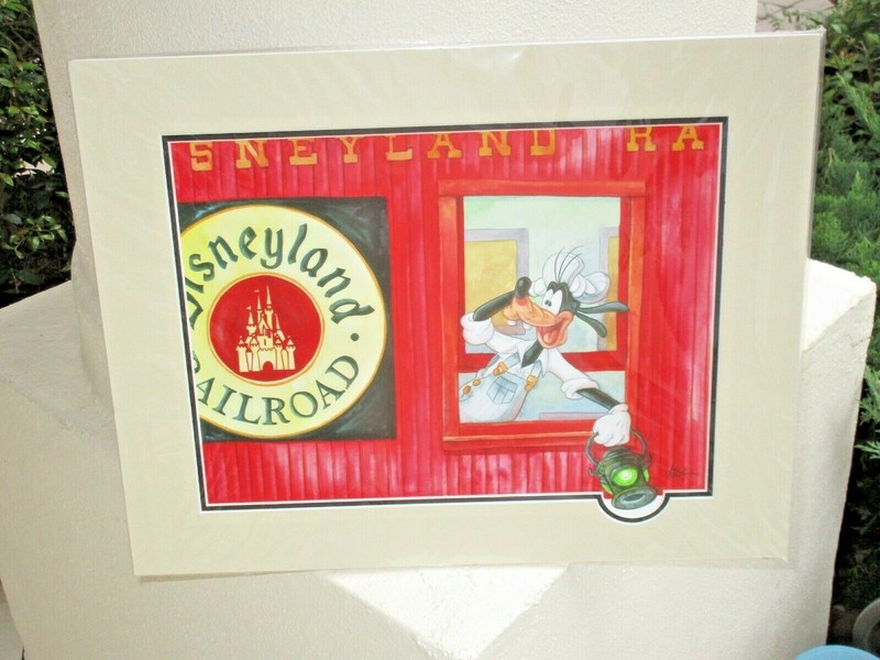Disneyland Railroad Disney Art Print Randy Noble Goofy Railroad Theme Park 18x14
