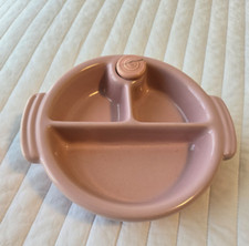 Vintage MID CENTURY Pottery PINK Baby Food Warming Bowl Food Warmer 1940s w/lid
