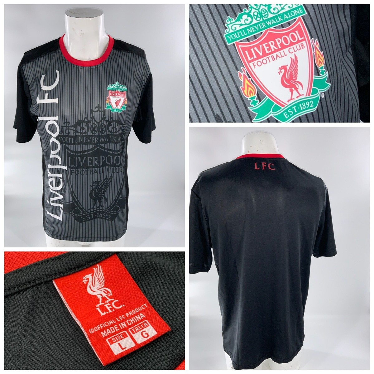 Liverpool FC LFC Jersey Graphic Shirt L Men Black Poly Crewneck