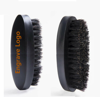 Customize Logo-Black Beech Wood boar bristle beard brush Mini Moustach Brush