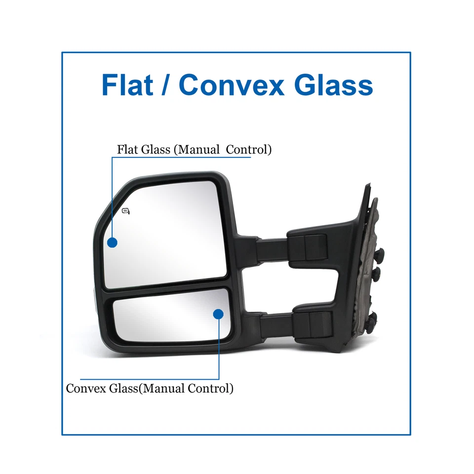 Nuevo estilo par de espejos retrovisores de remolque para 99-16 Ford F250 F350 Super Duty manual cromado Foto 2 de 4