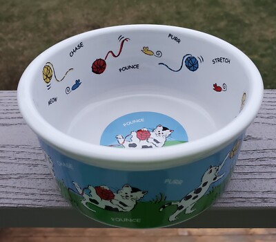 CUTIE by Riviera Van Beers Signature Stoneware Cat Food Dish Water Bowl  Ceramic