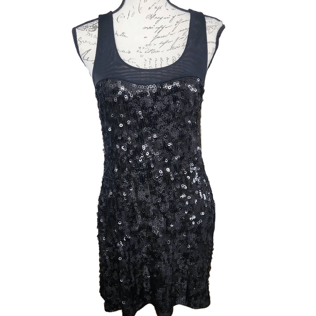 Express Ladies Black Sequin Mini Dress - Size Small | eBay