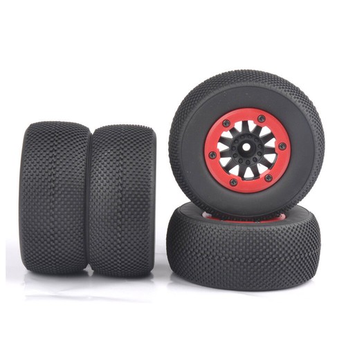 4Pcs 1/10 Scale RC Car Tires & Wheels - 12mm Hex, 75mm Diameter, Aluminum & Rubber, Gold