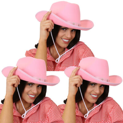 PACKUNG ROSA COWBOYHÜTE STERN NIETEN COWGIRL KOSTÜM JUNGGESELLINNENABSCHIED PAKET