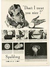 1940 Spalding Double Dot Golf Balls golfer begging for help Funny art Vintage Ad