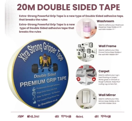 Double Sided Tape Rug Carpet Extra Strong Heavy Duty Sticky Self Adhesive Floor  - Picture 1 of 8