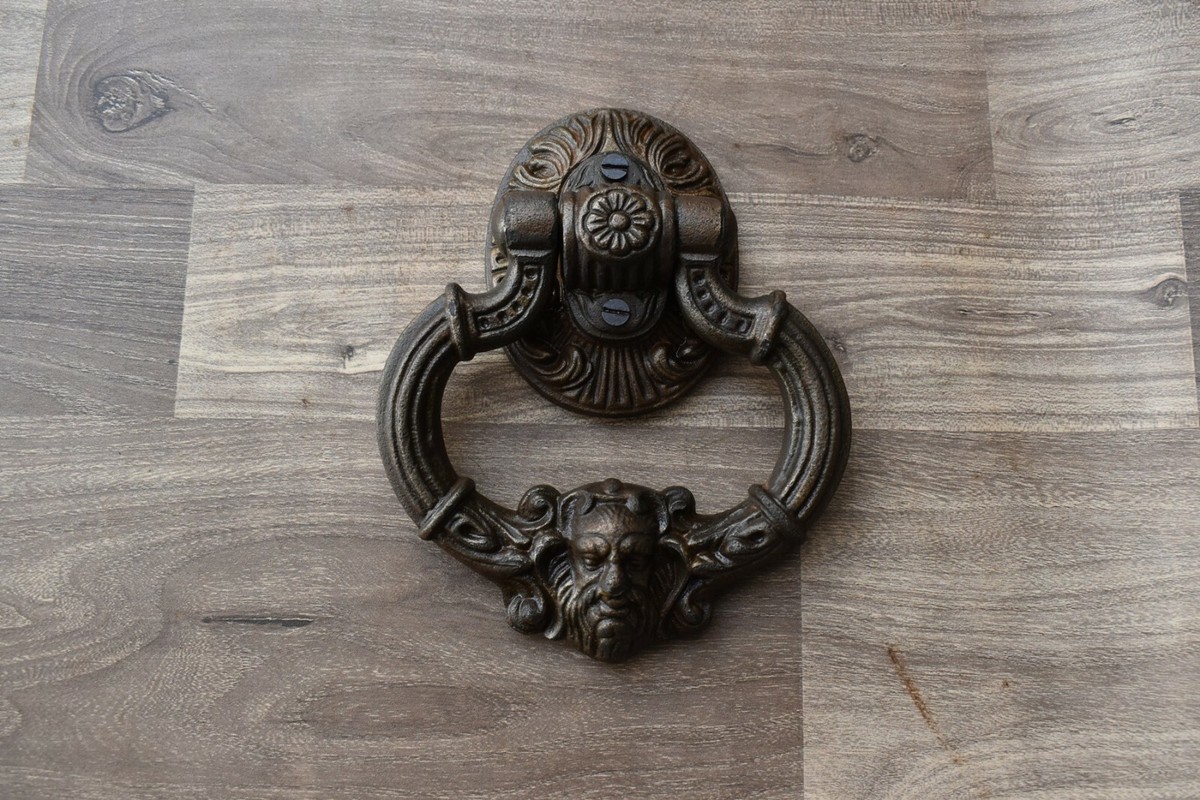 Vintage Cast Iron Victorian Face antique Door Knocker Handle Knob
