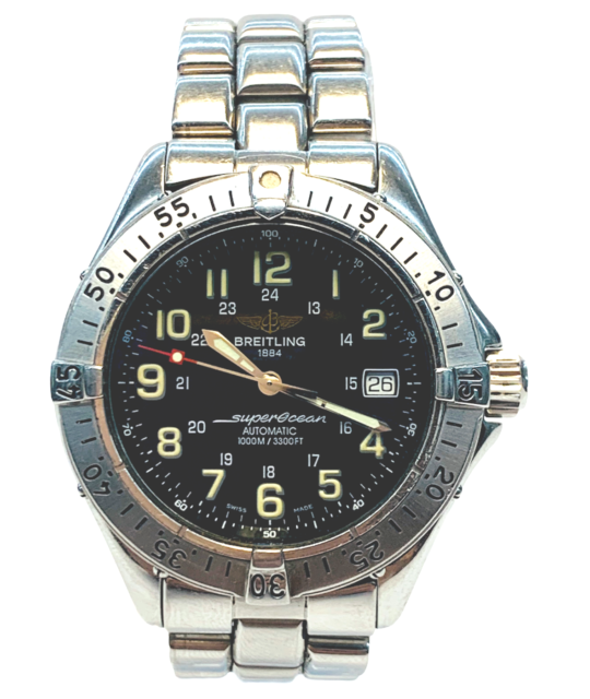 Breitling Superocean Men's Black Watch with Stainless Steel Bracelet -  A17040 for sale online | eBay