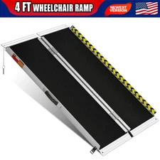 4FT Wheelchair Ramp Aluminum Folding Mobility Scooter Portable Non-Slip 600 LBS