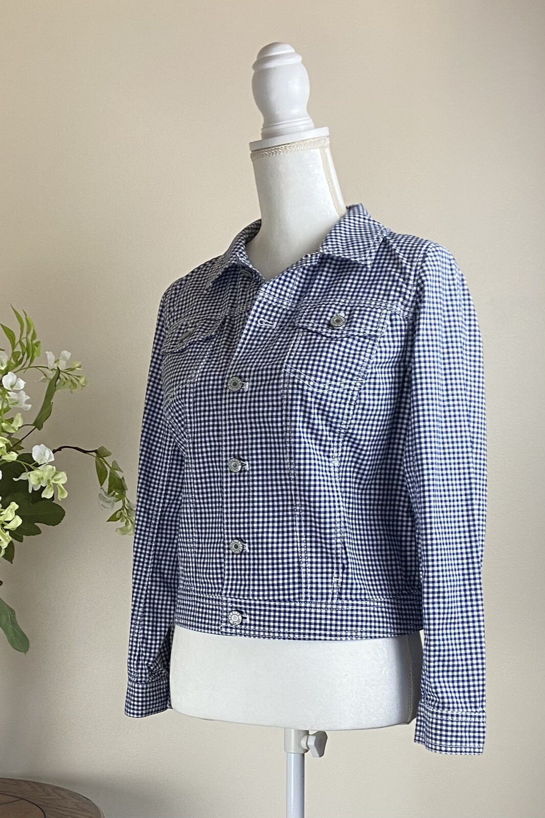 MEDIUM PETITE Talbots JACKET Button Down GINGHAM … - image 3
