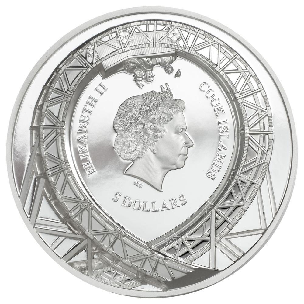 2021 Cook Islands Loop the Loop Ultra High Relief 1 oz Silver Proof $5 Coin P...