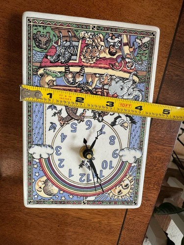 Santa Barbara Ceramic Noah's Ark Clock 1996 Bible Story Animals Sun Moon USA - Picture 5 of 12