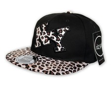 Itzu New York Cappello Snapback Nero Leopardo NY Picco Piatto