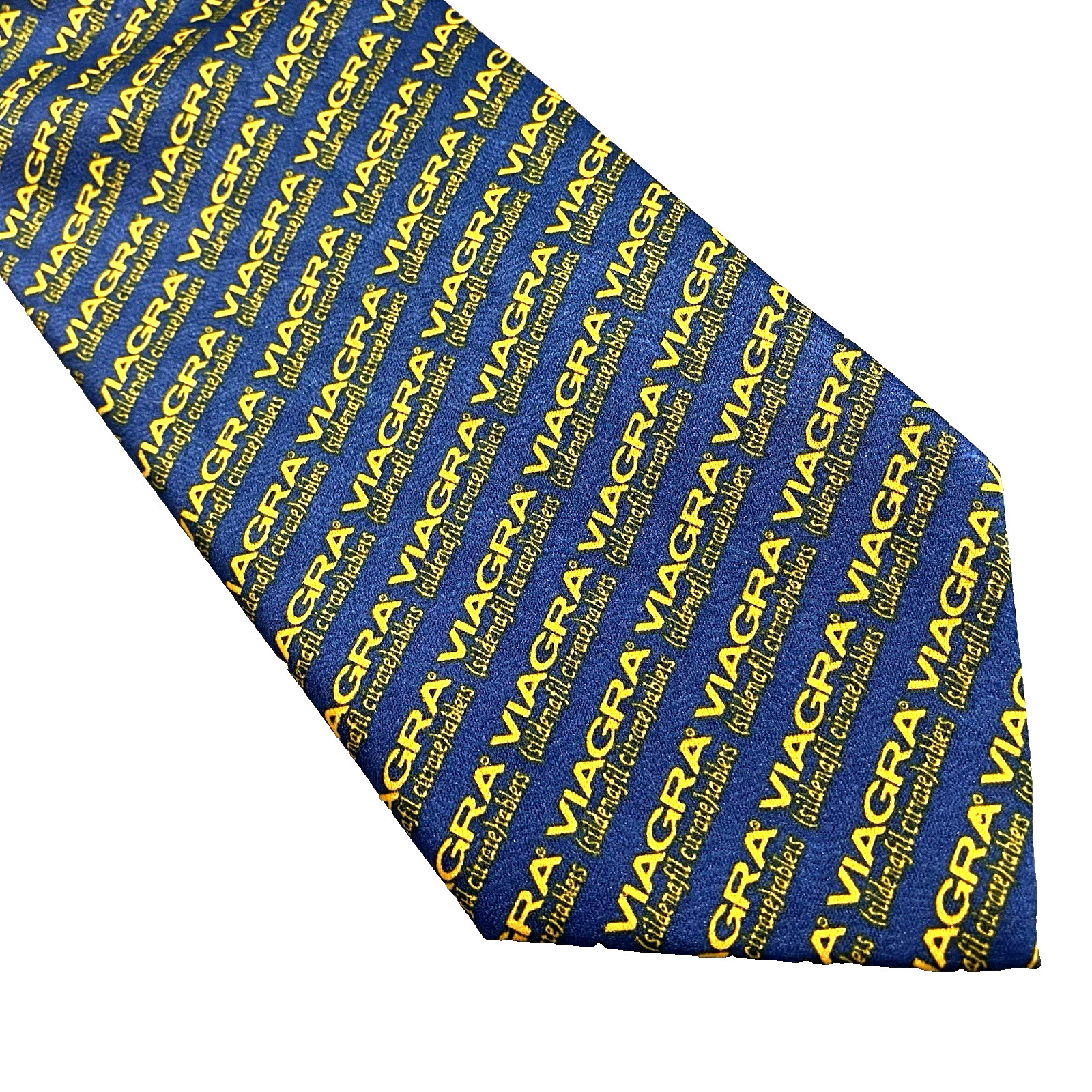 Vtg PFIZER Viagra Mens Tie 56" Blue Pill Novelty Drug Rep Pharma Pharmaceutical