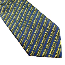 Vtg PFIZER Viagra Mens Tie 56" Blue Pill Novelty Drug Rep Pharma Pharmaceutical