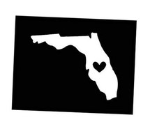 Florida with Heart Vinyl Decal White Made in USA by for Car Windows,