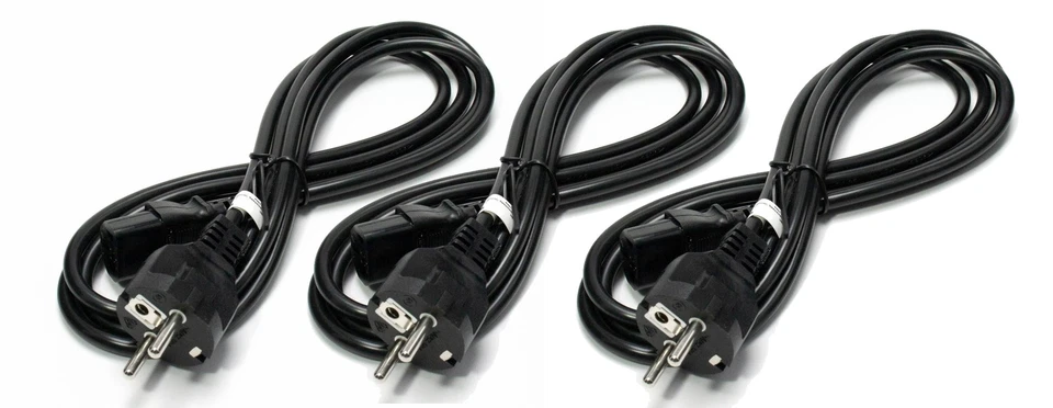 Kaltgerätekabel Monitor Netzkabel PC Drucker Stromkabel Schuko Stecker NEU BLACK - Bild 4 von 4