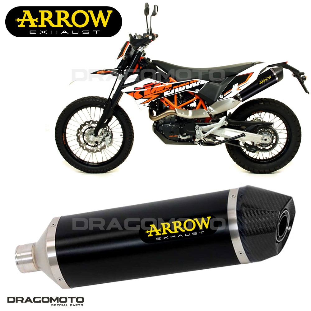 Silencieux KTM 690 ENDURO R Arrow alu noir pour éliminer la surchauffe de l'échappement d'origine