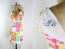 Vintage Lilly Pulitzer Shift Dress / Cotton Summer Floral Dress / Size XS/S