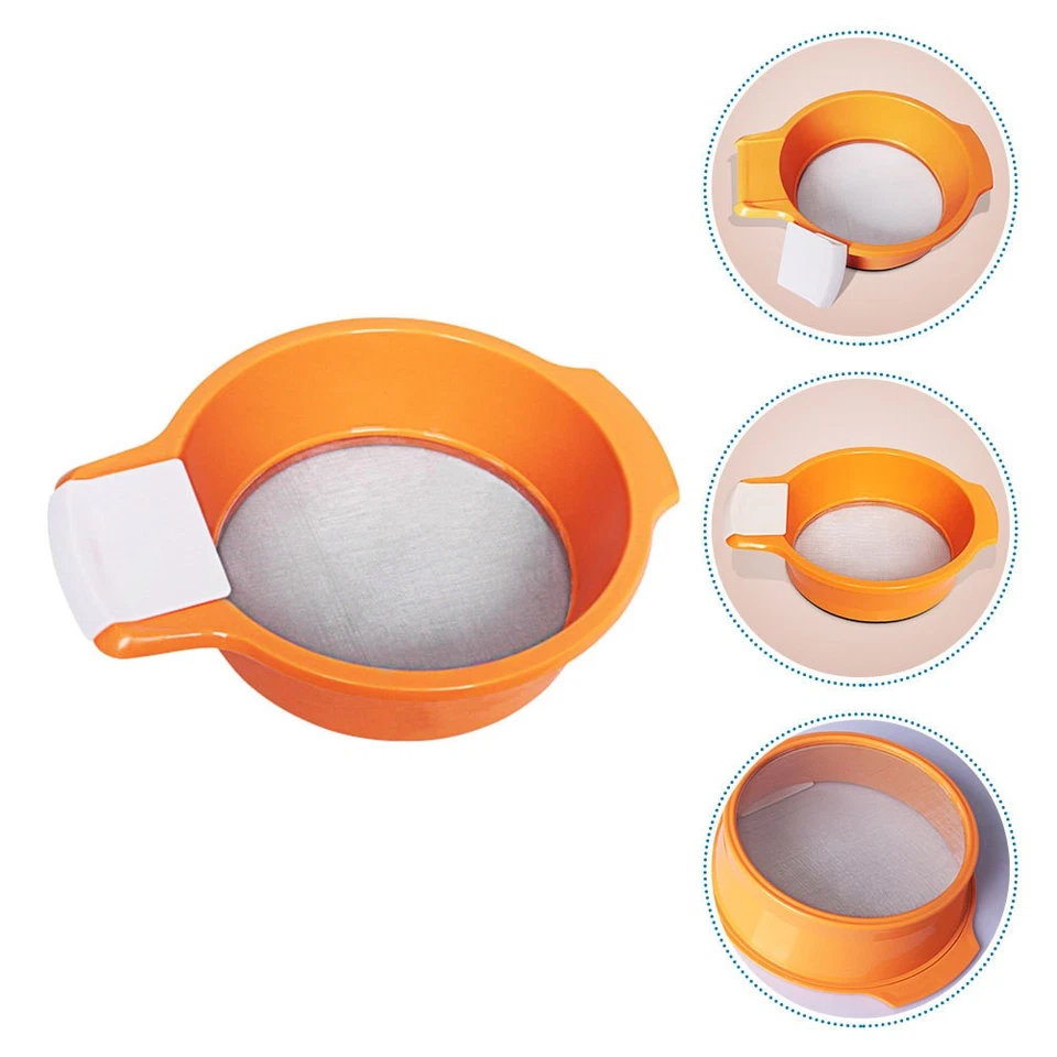1Pc Round Flour Soil Sieve Household Stainless Steel Fine Mesh Strainer (Orange) - Image 4 of 4