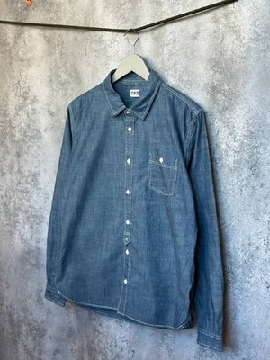 Edwin Japan Jeans Hemd Knopfleiste Vintage Langarm Blau Denim Herren Größe L