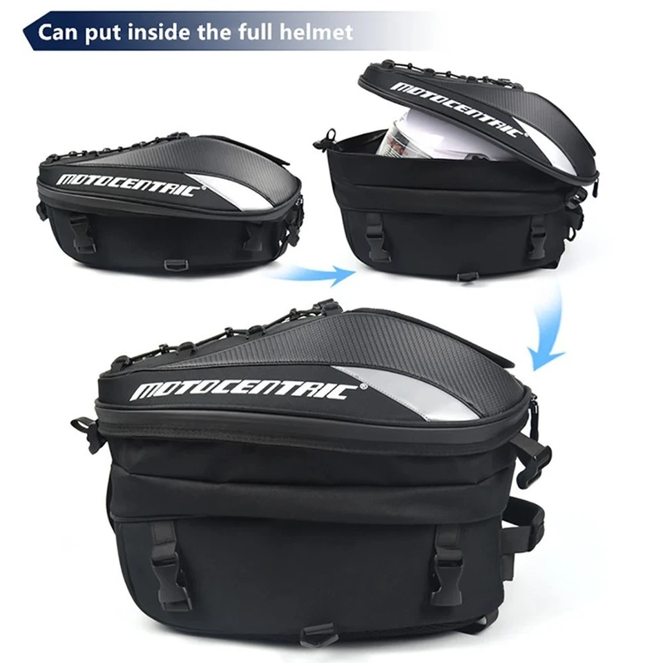 Bolsa trasera de motocicleta impermeable asiento trasero casco almacenamiento mochila equipaje de viaje Foto 4 de 4