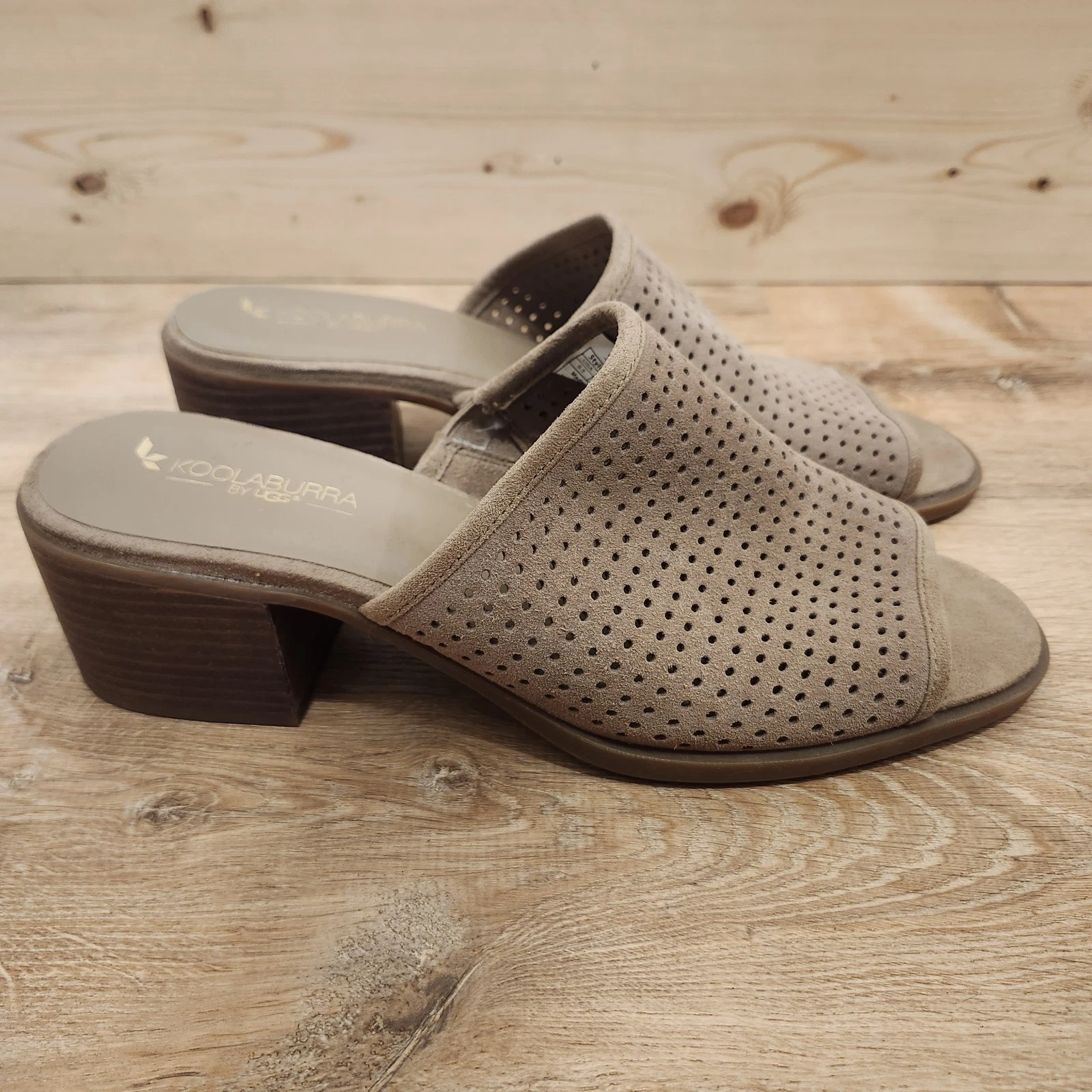 Sandali slip on Koolaburra UGG Raychel scamosciati traforati tacco a blocco marrone donna 9 5