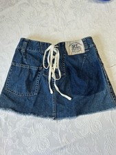 Vintage Polo Ralph Lauren Laced Denim Skirt Zip Button Closure Size 7