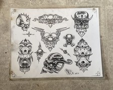 Tattoo Flash - Radical Ron - Vintage 1996 Signed Sheet