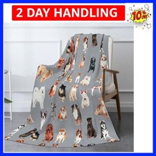 Cute Puppy Dog Throw Blanket Cozy Fluffy Plush Blanket Soft Flannel Throw Bla...