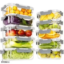 Airtight Meal Prep Containers - 20 Glass Containers & Lids Set for Fresh Storage