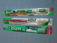Lot of 3 GUM Toothbrush Micro Tip 1 Compact Soft and 2 Full Size Soft New NOS