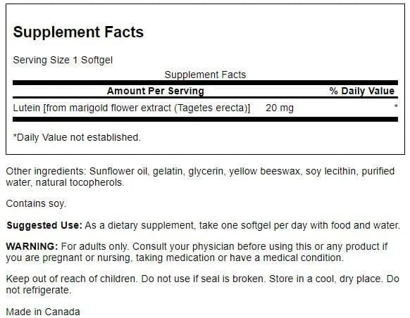 Swanson Lutein 20 mg 120 Softgels - Image 2 of 4