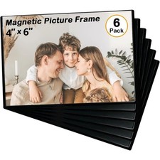 Magnetic Photo Frame Holds 4x6 Inch Pictures Reusable Black Fridge Photo Sleeves