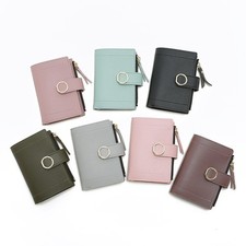 Women's Small Bifold Wallet Faux Leather Card Holder Purse for Girls & Ladies