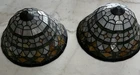 Vintage Tiffany-style Stained Glass Lamp Shades Geometric Roman 13”x6” Set Of 2