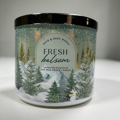 Bath And Body Works Candle Fresh Balsam 3 Wick Jar Candle Green 14.5 oz