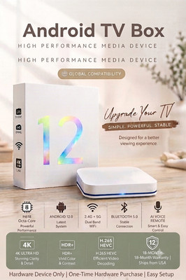 UB12 Android TV Box 2026  4G+64G Voice Remote Control TV Box Unblock Tech